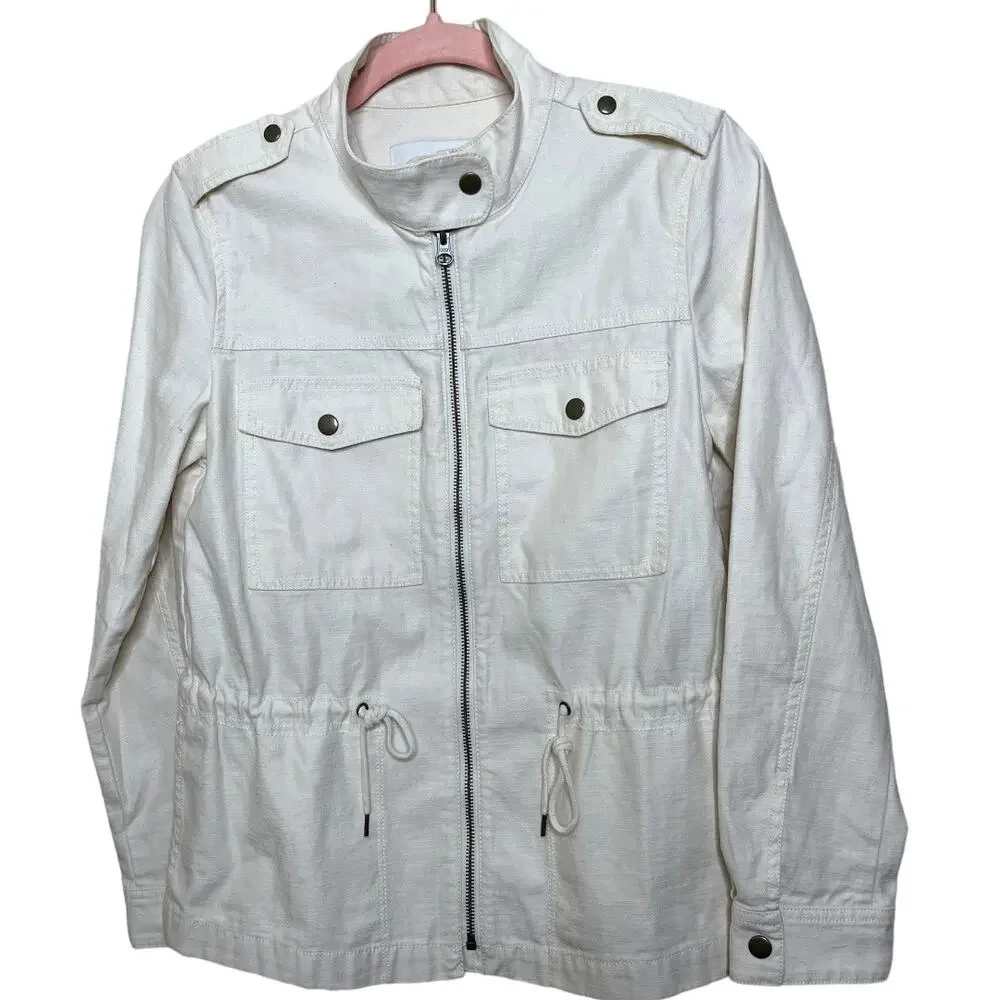 J.Crew Mercantile cream white denim utility jacket XS gently used
